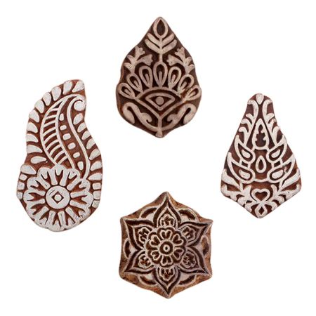 Set of 4 Piece New Mix Wooden Printing Blocks